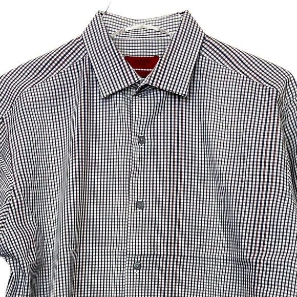 ALFANI Black/Brown/Tan Checks Long Sleeve Dress Shirt 15.5” 32/33 Medium Fitted - Picture 2 of 5